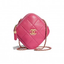 AAA 1:1 Chanel small diamond bag Grained Calfskin & Gold-Tone Metal AS2201 Pink JK3804yF79