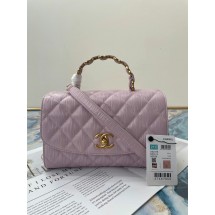 AAA Replica Chanel mini flap bag with top handle AS2478 purple JK3335VB75