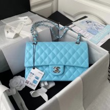 AAAAA Imitation chanel classic handbag Lambskin & silver Metal A01112 light blue JK3108oT91