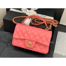 AAAAA Imitation Chanel small tote bag Sheepskin & Gold-Tone MetalAS2431 pink JK3704Sy67