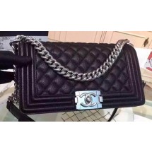 Best 1:1 Chanel Boy Flap Shoulder Bags Deer Skin Leather A67086 Black JK511OR71