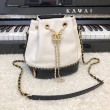 Best 1:1 Chanel drawstring bag Calfskin & Gold-Tone Metal AS0373 white JK4802eT55