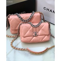 Best 1:1 CHANEL Lambskin 19 Flap Bag AS1160 AS1161 light pink JK2872OR71