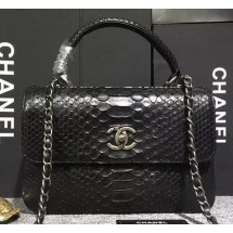 Best Chanel Classic Top Flap Bag Original Snake Leather A90095 Black JK103kr25