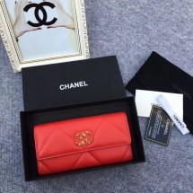 Best Quality Imitation Chanel sheepskin & Gold-Tone Metal Wallet AP0955 red JK1204dK58