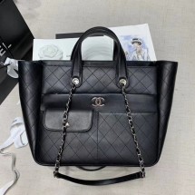 Best Replica CHANEL Large zip shopping bag AS1300 black JK4263bj75