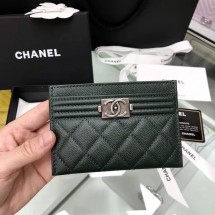 BOY CHANEL Card Holder A84431 Blackish green JK1409tQ92