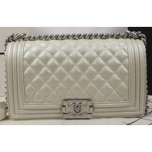 Boy Chanel Flap Bag Original OffWhite Cannage Pattern A67025 Silver JK757Eb92