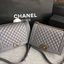 Boy Chanel Flap Bags Original Sheepskin Leather A67088 Grey JK5502nB26