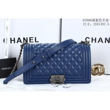 Boy Chanel Flap Shoulder Bags Sheepskin Leather A67086 Blue JK849JD28