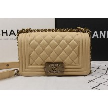 Boy Chanel mini Flap Bag Apricot Cannage Pattern A67025 Gold JK853xh67