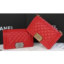 Boy Chanel mini Flap Bag Original Cannage Pattern A67085 Red JK530MB38