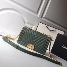 Boy Chanel Original Cannage Patterns Bag 67086 Green JK5254Ym74