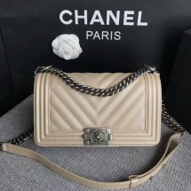 Boy Chanel Original Chevron Leather 67086 Camel JK5488JD63