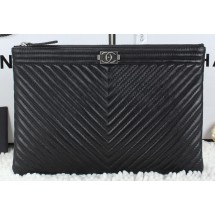 Boy Chanel Sheepskin Leather Clutch A6953 Black JK748aM39