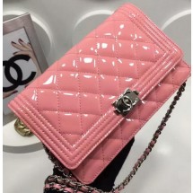 Boy Chanel WOC mini Flap Bags Patent Leather A33815 Pink JK133EC68