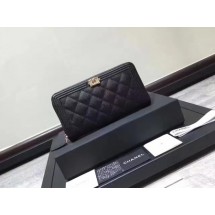 Boy Chanel Zip Around Wallet Black Cannage Pattern CHA5264 Gold JK1458jo45