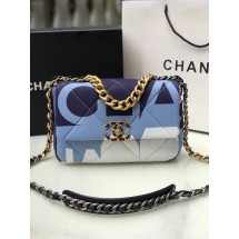 Chanel 19 flap bag AS1160 blue JK3104rh54