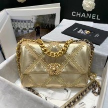 chanel 19 flap bag AS1160 gold JK3185Gm74