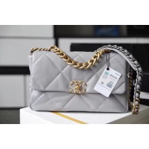 Chanel 19 flap bag AS1161 grey JK3770tQ92