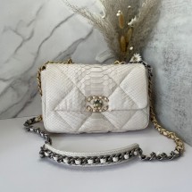 CHANEL 19 Flap Bag Original Snake skin flap bag AS1160 Cream JK2439dw37