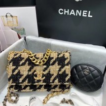 CHANEL 19 Flap Bag WOC 33817 apricot&Black JK4006Yo25