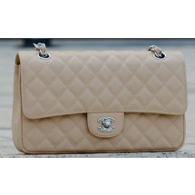 Chanel 2.55 Series Flap Bag Apricot Cannage Pattern A1112 Silver JK567RX32