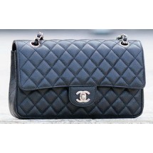 Chanel 2.55 Series Flap Bag Black Cannage Pattern A1112 Silver JK481nU55