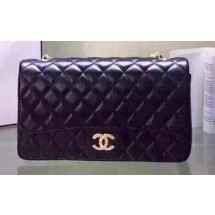 Chanel 2.55 Series Flap Bag Black Sheepskin Leather A5016 Black JK502rd58