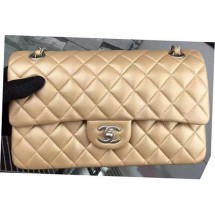 Chanel 2.55 Series Flap Bag Gold Sheepskin Leather A06375 Silver JK650va68