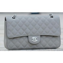 Chanel 2.55 Series Flap Bag Grey Cannage Pattern A1112 Silver JK570EB28