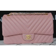 Chanel 2.55 Series Flap Bag Lambskin Chevron Leather A1112CF Pink JK534UE80