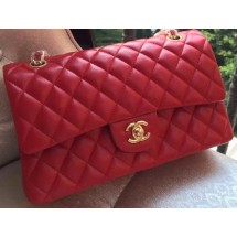 Chanel 2.55 Series Flap Bag Red Original Leather A01112 Gold JK676Sy67