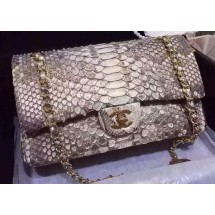 Chanel 2.55 Series Flap Bags Gray Original Python Leather A1112SA Gold JK390Gh26