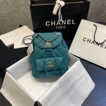 Chanel backpack Grained Calfskin & Gold-Tone Metal AS1371 Green JK4047TV86