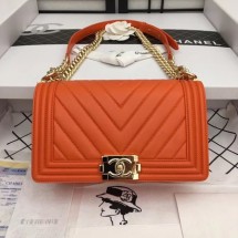 Chanel Boy Flap Shoulder Bag Original Sheepskin Leather A67086 orange JK4601Fh96