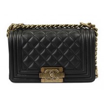 Chanel Boy Flap Shoulder Bags Black Original Lambskin Leather A67085 Gold JK990Oq54