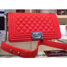 Chanel Boy Flap Shoulder Bags Deer Leather A67086 Red JK488xh67