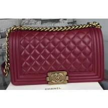 Chanel Boy Flap Shoulder Bags Sheepskin Leather A67086 Burgundy JK484JD28