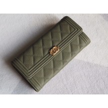 Chanel Boy Matelasse Long Wallet Calfskin Leather CHA5264 Green JK1435nQ90