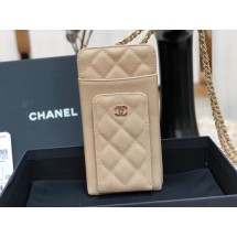 Chanel Calfskin Chain Card packet & Gold-Tone Metal AP0990 beige JK1175zS17