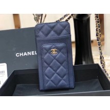 Chanel Calfskin Chain Card packet & Gold-Tone Metal AP0990 royal blue JK1179pk20