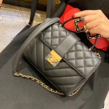 Chanel Calfskin & Gold-Tone Metal AS0804 black JK4482Mn81