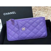 Chanel Calfskin Leather Card packet & Gold-Tone Metal A81598 Lavender JK1182HW50