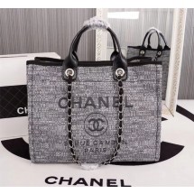 Chanel Canvas Tote Shopping Bag 8099 grey JK5050io33