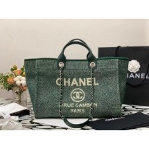 Chanel Canvas Tote Shopping Bag B66941 green JK3025sY95