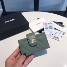 Chanel card holder AS0342 blackish green JK1165fj51