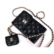 chanel card holder with chain & Gold-Tone Metal AP2033 black JK3390sY95