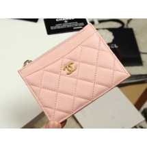 Chanel classic card holder Grained Calfskin & Gold-Tone Metal A84105 pink JK1321TV86