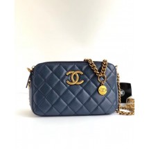 Chanel classic clutch with chain A94105 blue JK4879su78